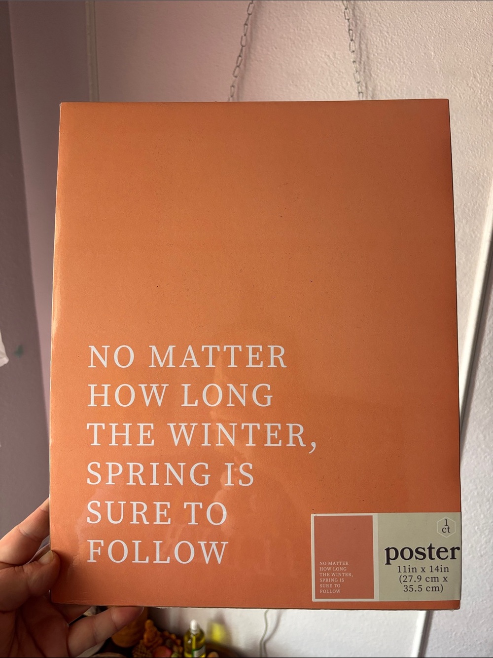 “No Matter How Long The Winter..” Orange Typographic Poster